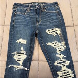 American Eagle Outfitters Women's Slim Distressed Dark Blue Jeans